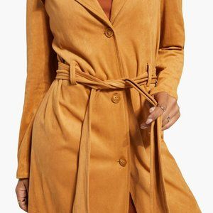 Faux Suede Trench Coat